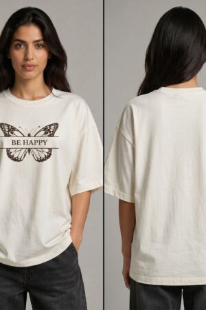 Be Happy Butterfly Oversized T-Shirt