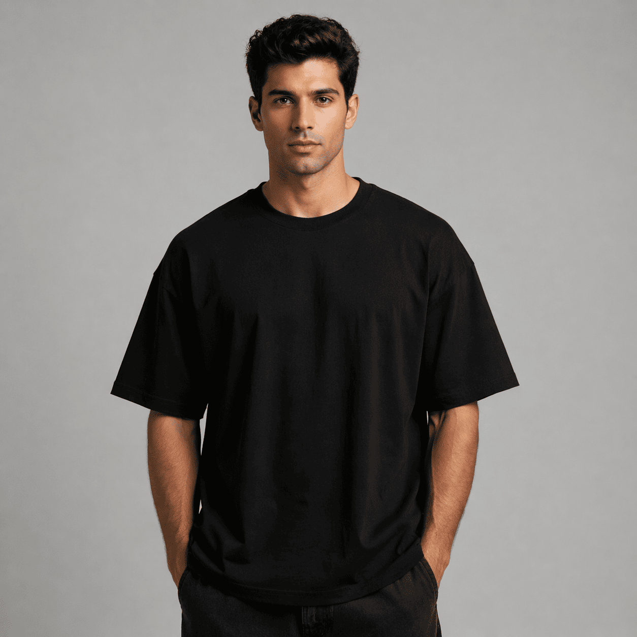 Plain Oversized T-Shirt – Black - Image 4