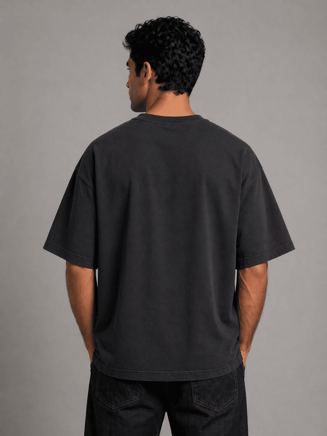 Plain Oversized T-Shirt – Iron - Image 3