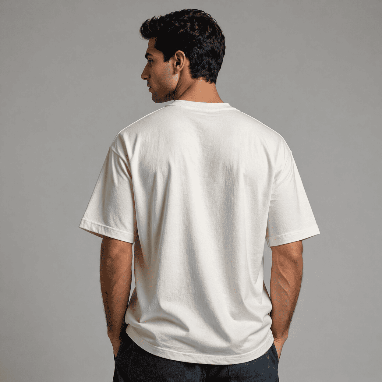 Plain Oversized T-Shirt – Off-White - Image 5