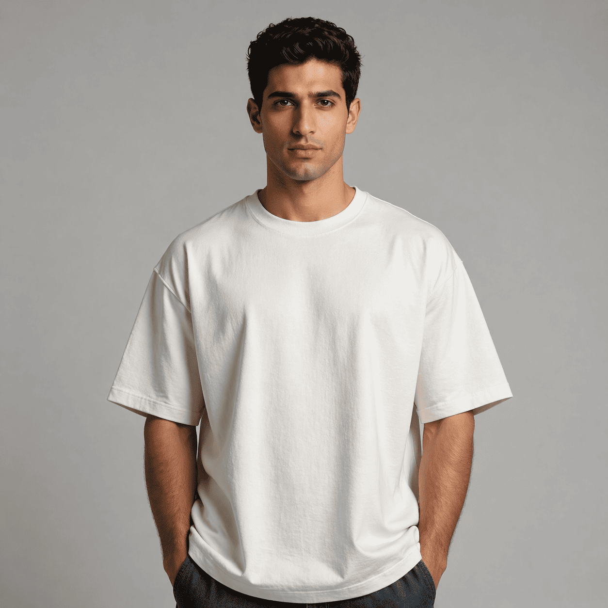 Plain Oversized T-Shirt – Off-White - Image 4