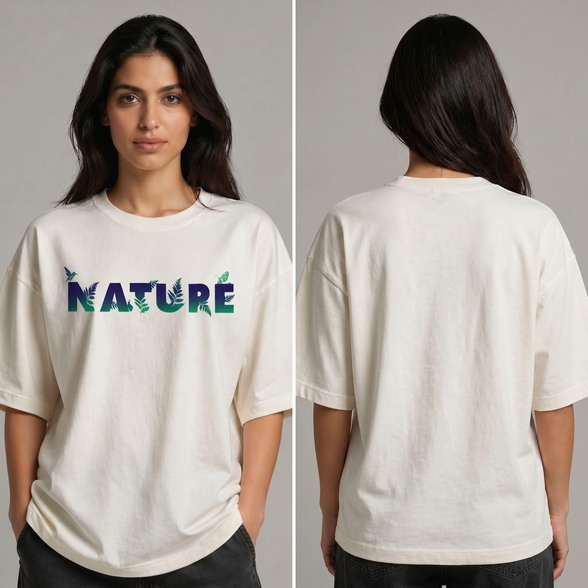 Nature Typography Oversized T-Shirt