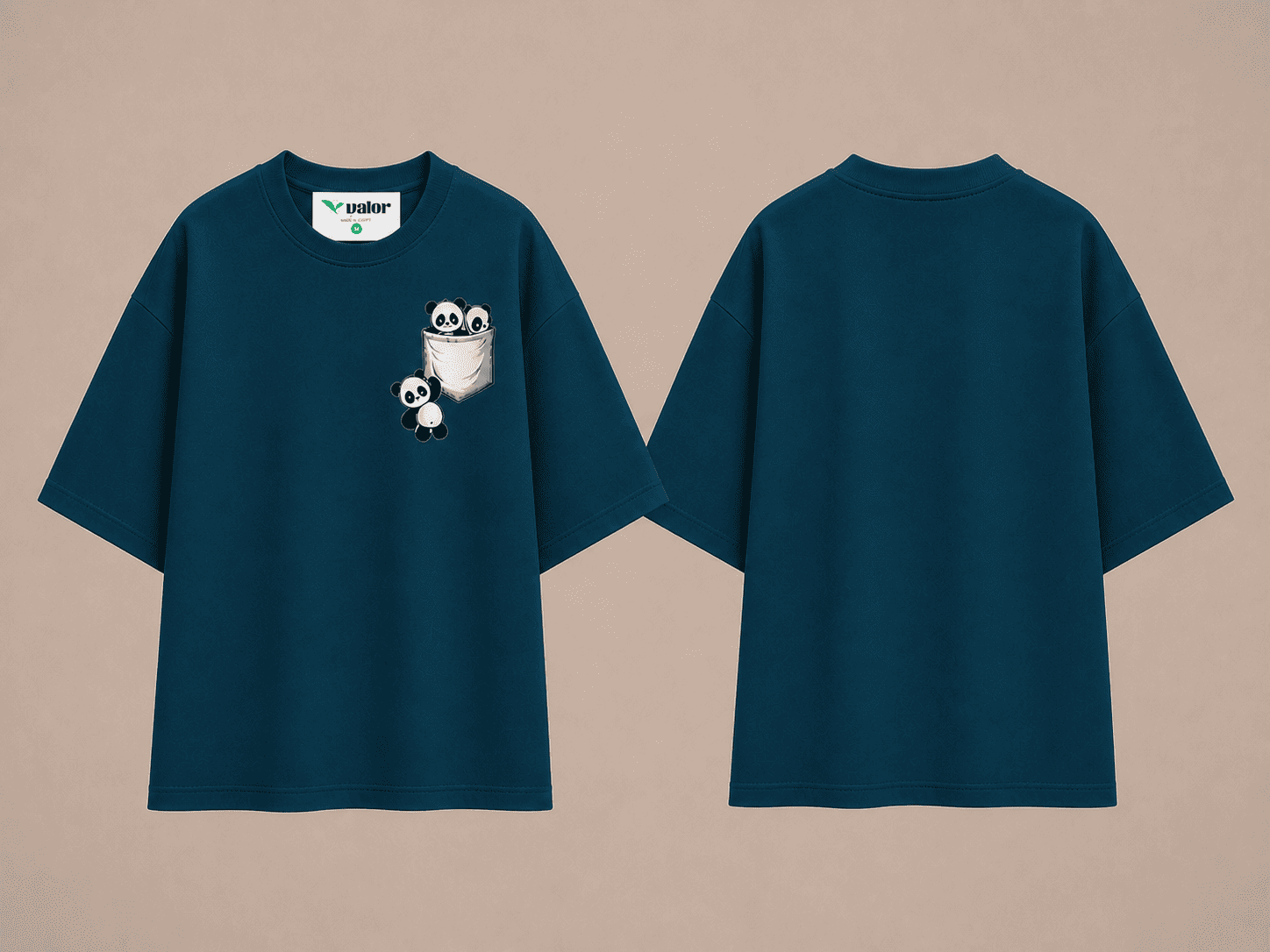 Panda Pocket - Minimal Oversized Premium T-Shirt - Image 5