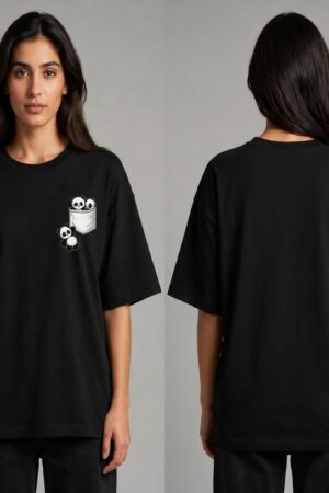 Panda pocket oversized t-shirt front and back - Valor minimal streetwear