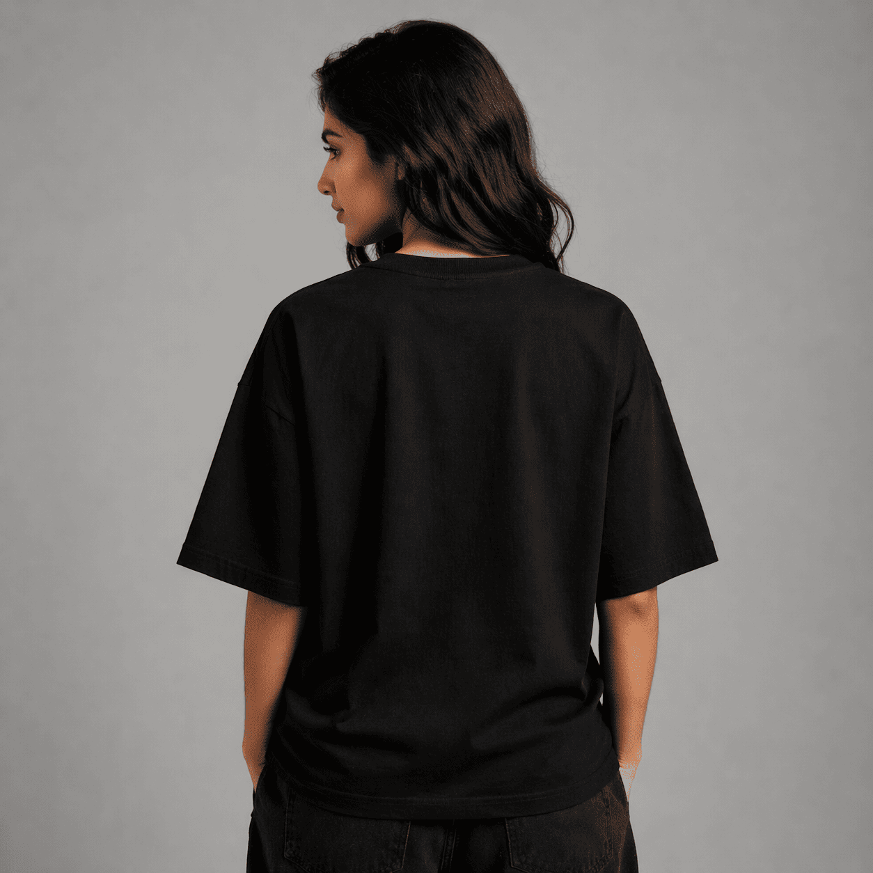 Plain Oversized T-Shirt – Black - Image 3