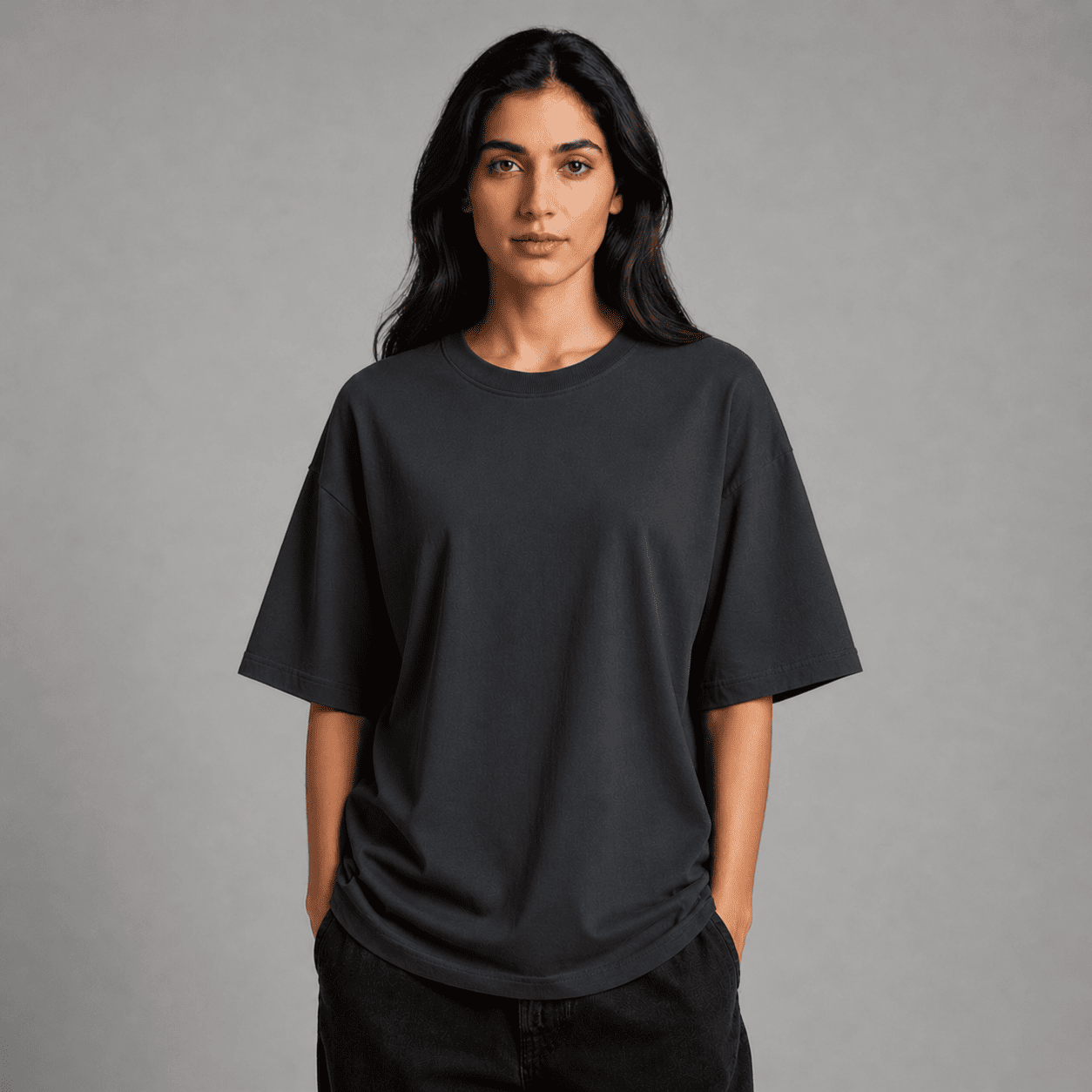 Plain Oversized T-Shirt – Iron - Image 4