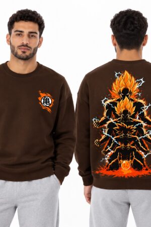Goku Super Saiyan Dragon Ball crewneck sweatshirt in black, front and back – Valor anime streetwear