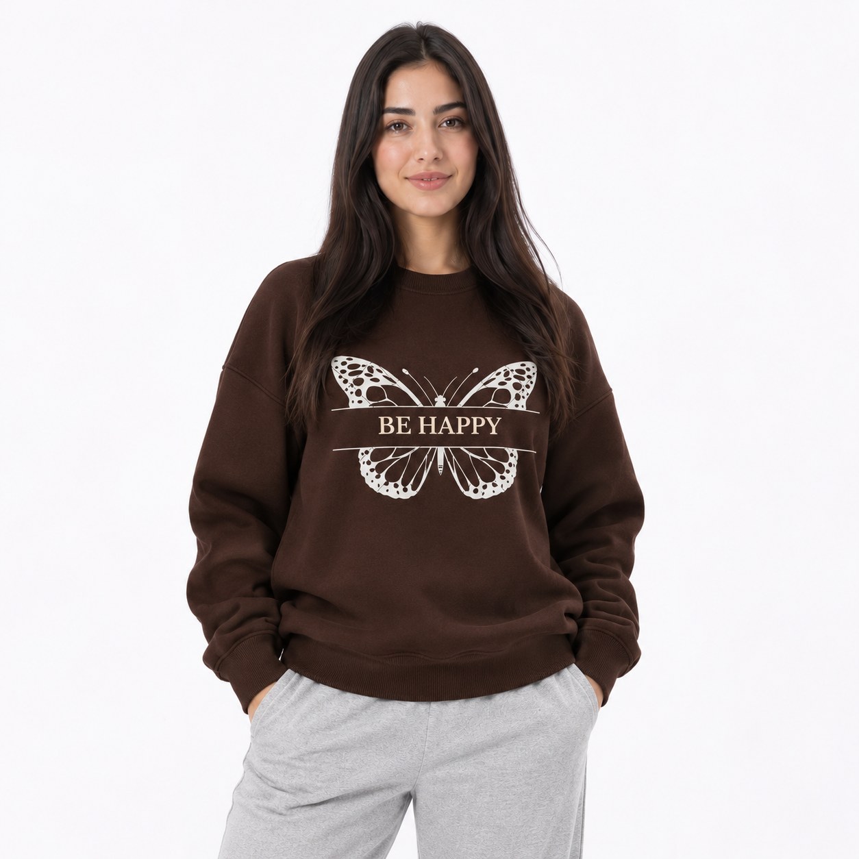 Be Happy Butterfly Crewneck Sweatshirt